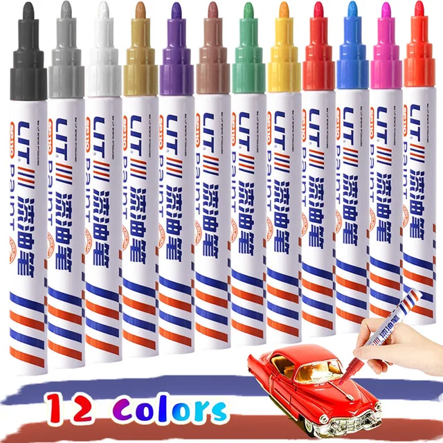 Auto Paint Car Scratch Repair Pen DIY Tire Tread Waterproof Quick-drying Color Metal Paint Pen Marker Oil-based Marker Set 1