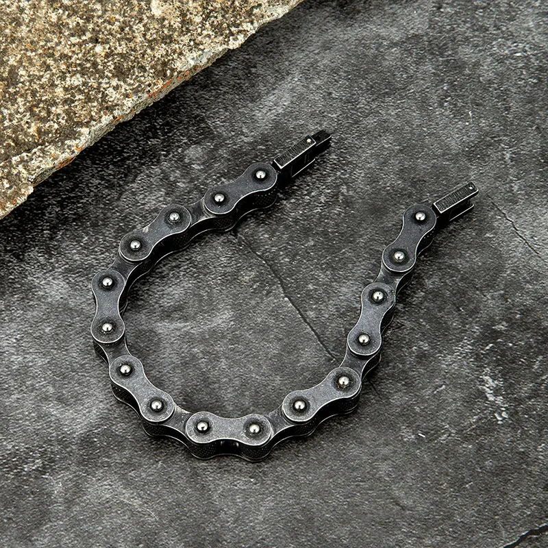 MKENDN Punk Men Biker Chain Bracelet Motorcycle Bicycle Style Stainless Steel bangle bracelet stainless steel bracelet chain bracelet