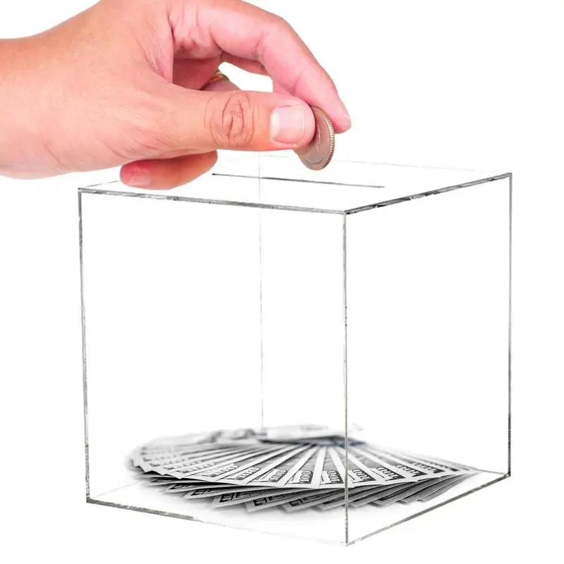Clear Piggy Bank Unopenable Acrylic Clear Bank Box Large Piggy Banks For Adults Change Jar Children Modern Box
