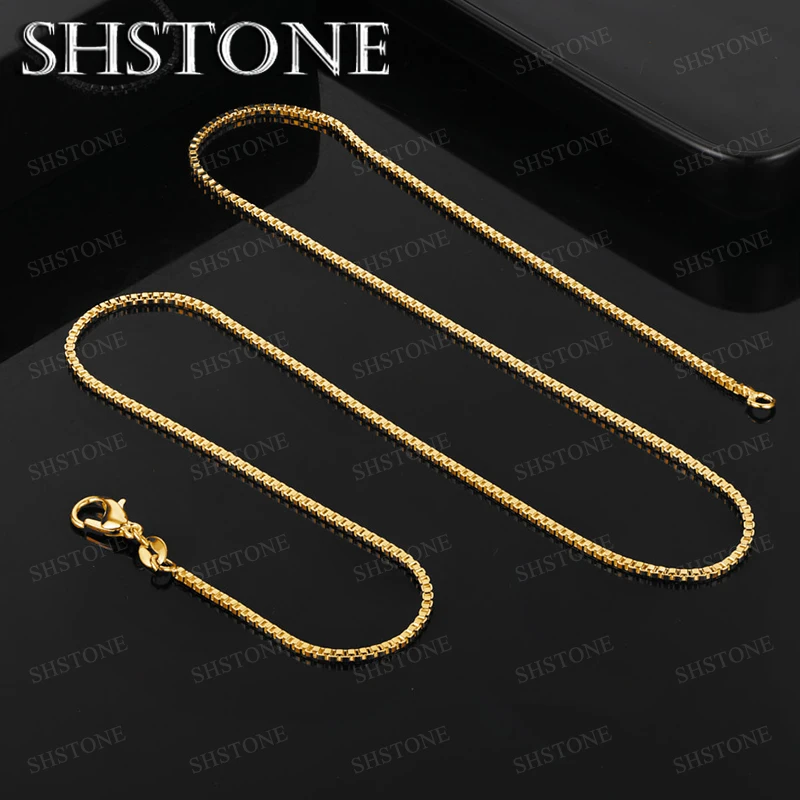 18k Gold Versatile Box Chain Necklace - Sleek Fashion Jewelry Gift