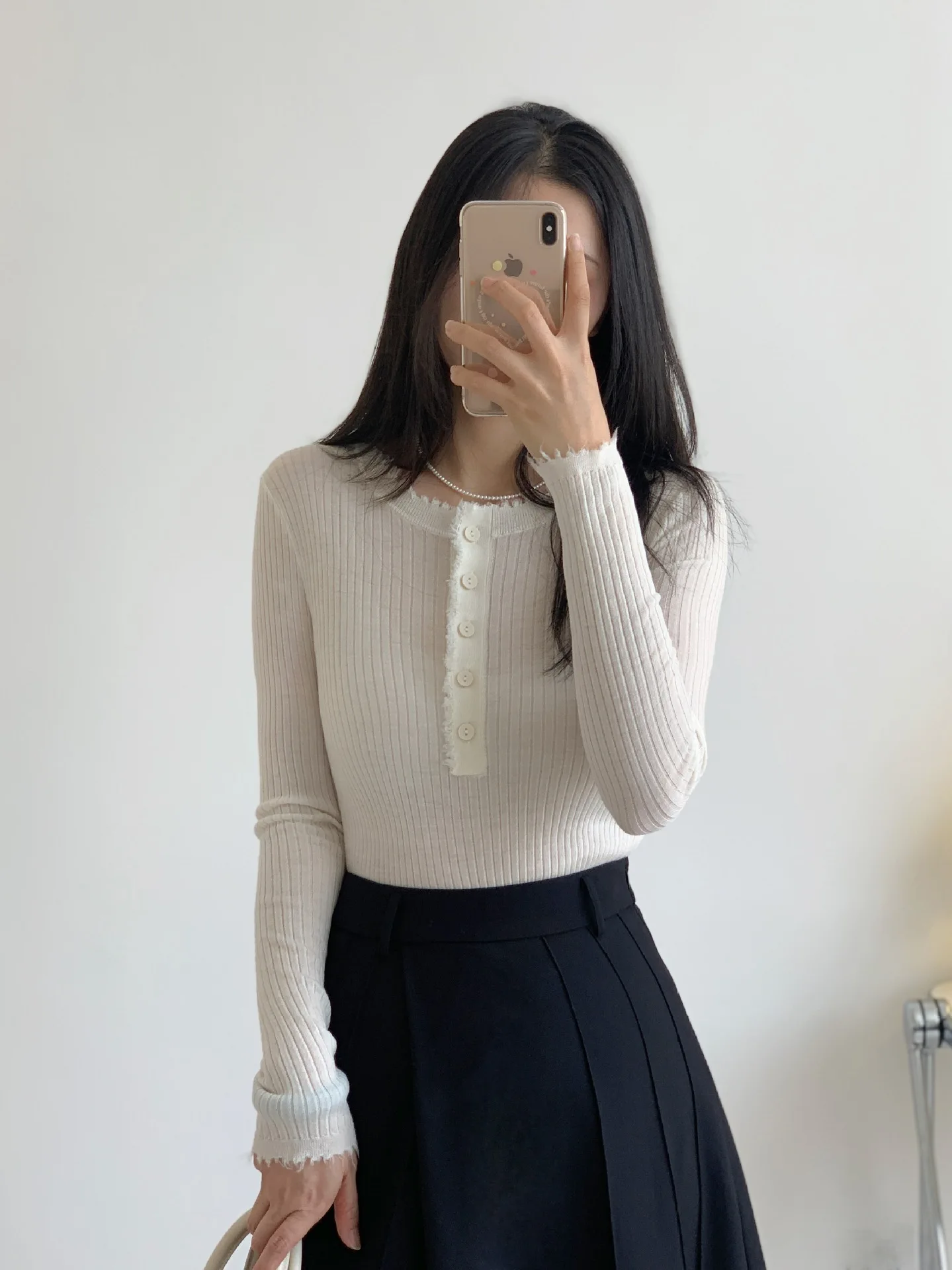 

Women's Half Open Neck Knitted Pullover, 100% Wool, Slim Fit, Long Sleeve, Ragged Sweater, New Fashion, Autumn, Winter, 2023