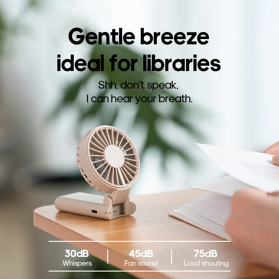 Compact Rechargeable Folding Fan with LED Display & Adjustable Speeds
