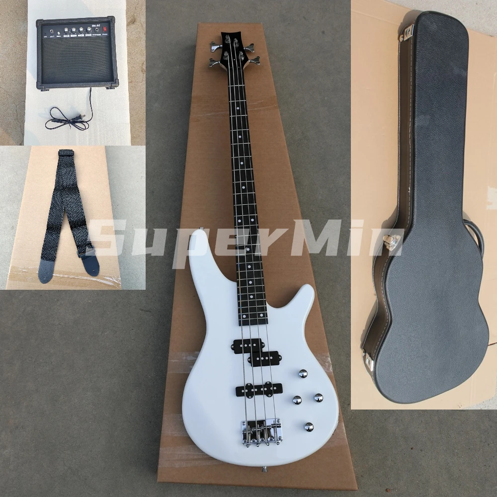 

2023 Factory New Arrival 4 string white Bass electric guitar bass guitar case for lover free shipping