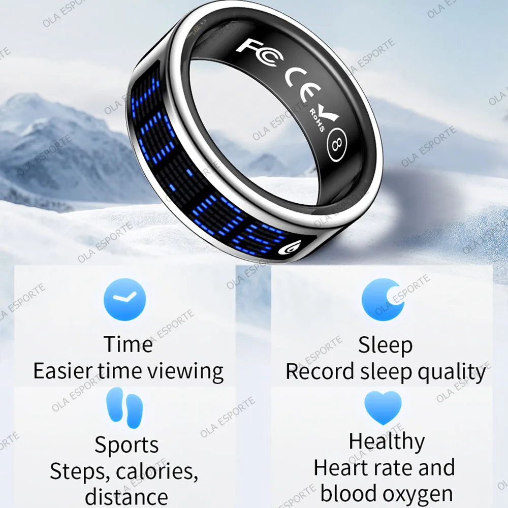 2026 Smart Ring with Touch Display Screen, Wireless Charging, Health Manager, 5 ATM Waterproof For Men Women Smart Rings R12 R08 - 2