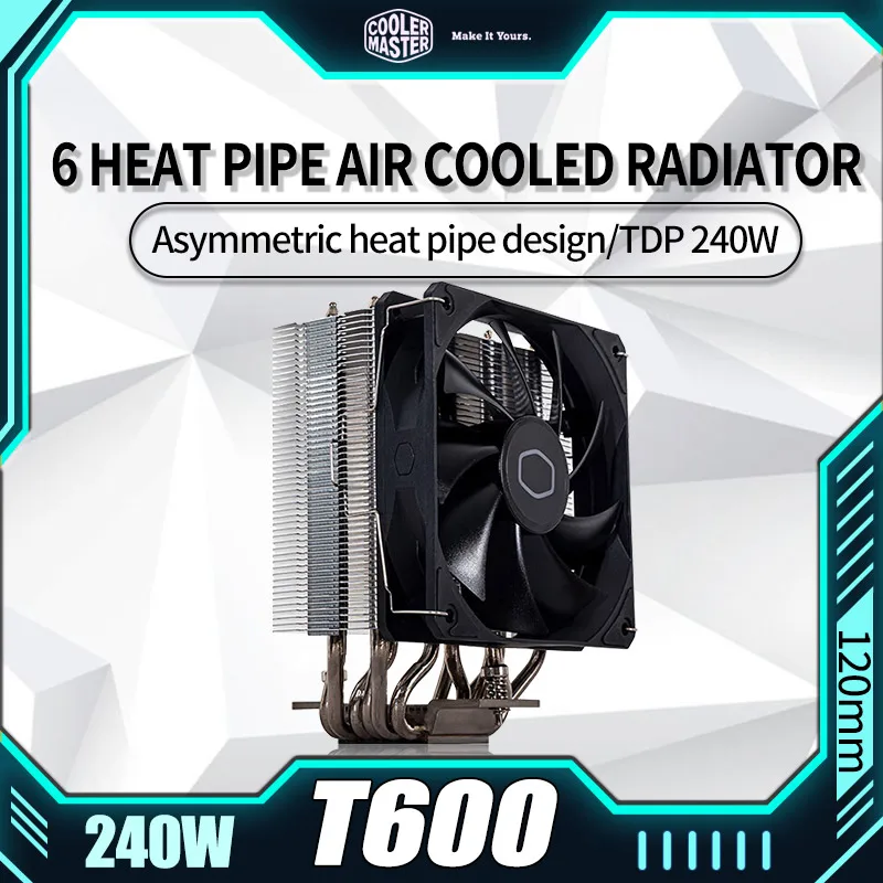 

Cooler Master Blizzard T600 Nickel Plated 6 Heatpipes CPU Air Cooler 12/13 Generation/AM4/AM5 Asymmetrical Heat Pipe