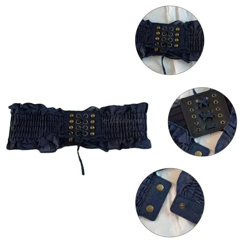Elastic Corset Waist Belt Peplum Belt Lace Up Waistband Denim Elastic Belt Waist Cincher Belt Stretchy Belt For Dresses