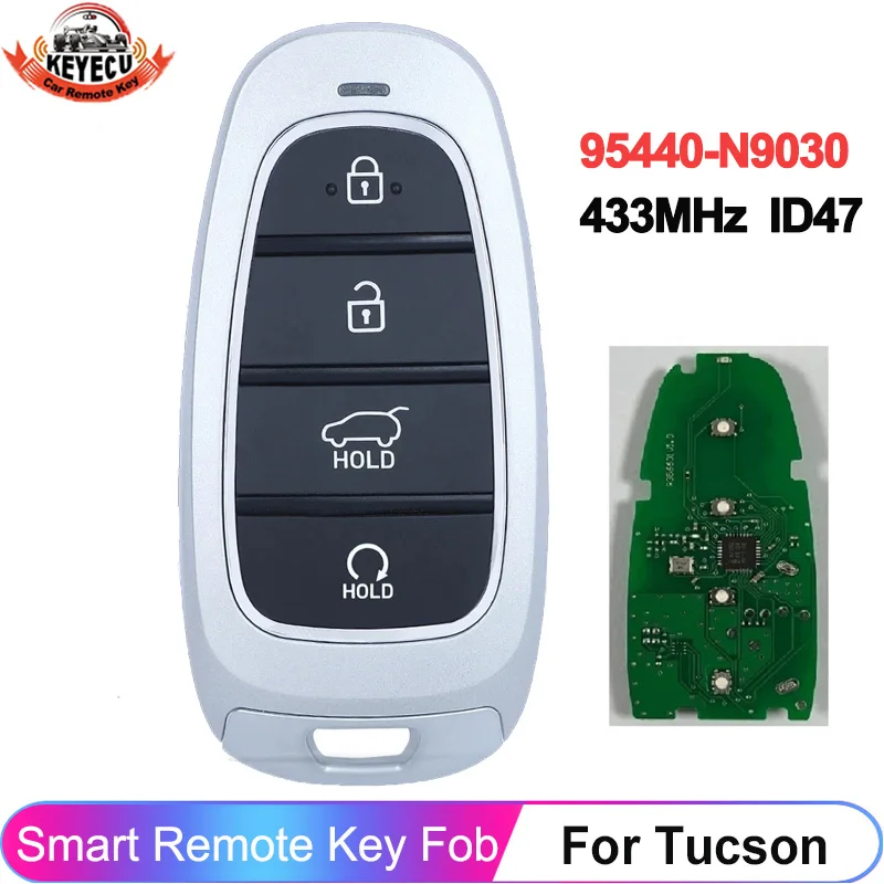 

KEYECU P/N: 95440-N9030 For Hyundai Tucson 2021 2022 2023 4 Button Key 433MHz ID47 Chip Smart Remote Fob