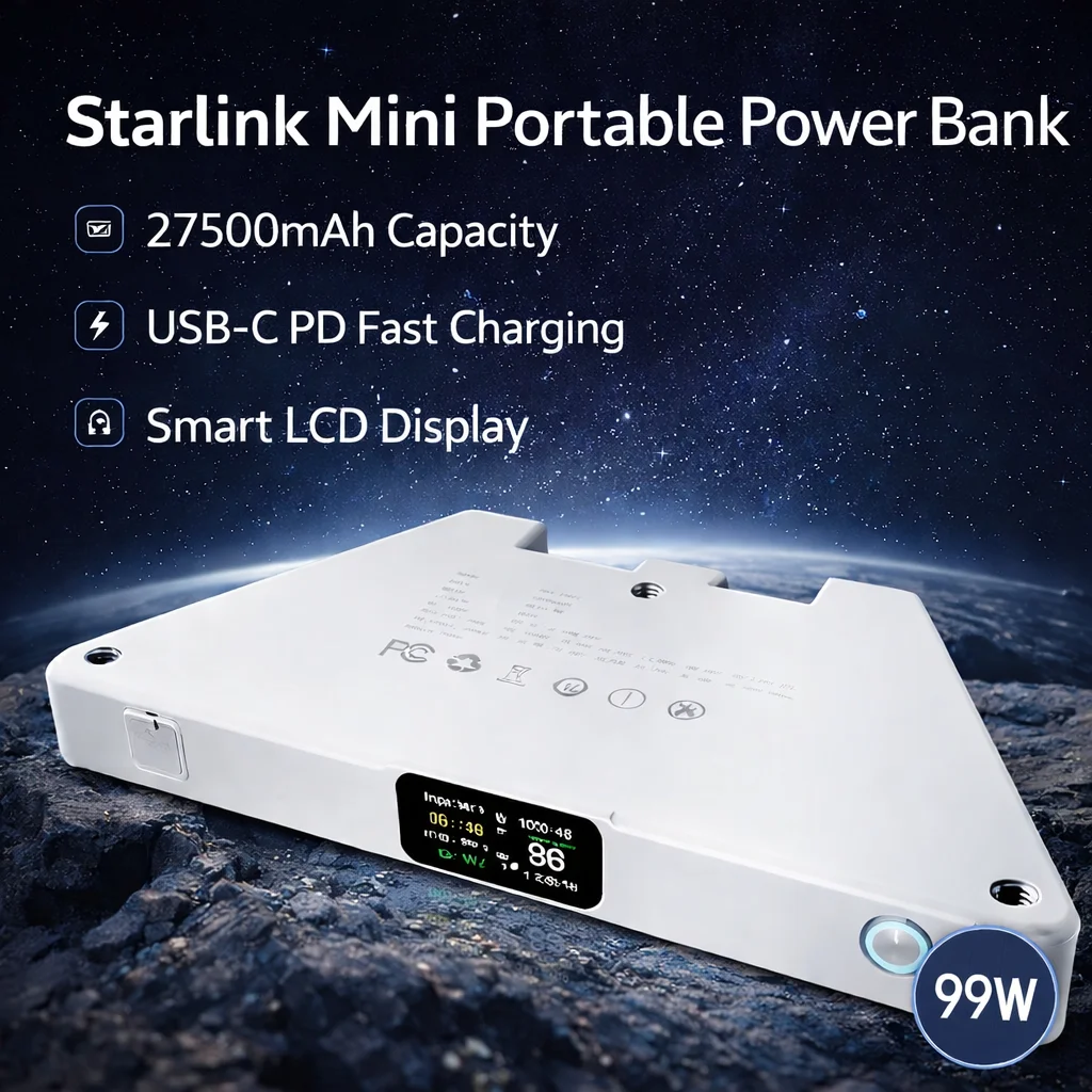 Nuovo Power Bank da 35000mAh 129Wh ad Alta Potenza per Starlink Mini, con Display LCD, USB-C, Cavo DC, App Intelligente e Caricabatterie Portatile - Image 2