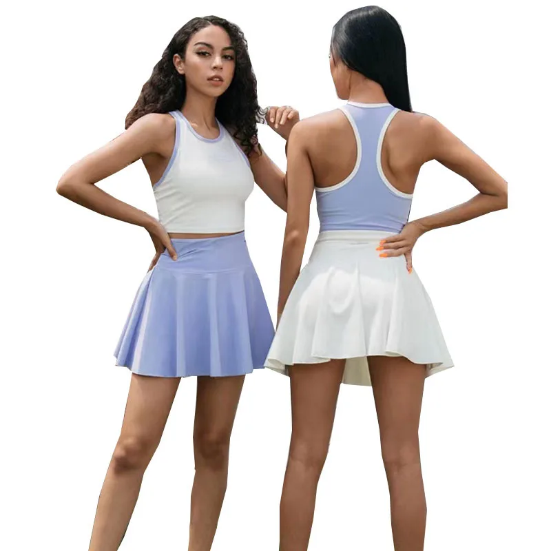 Womens Dresses Soft Sports Sets Golf Badminton Skorts Back Cross Tracksuits With Chest Pads Yoga Suits Women Tennis Dress