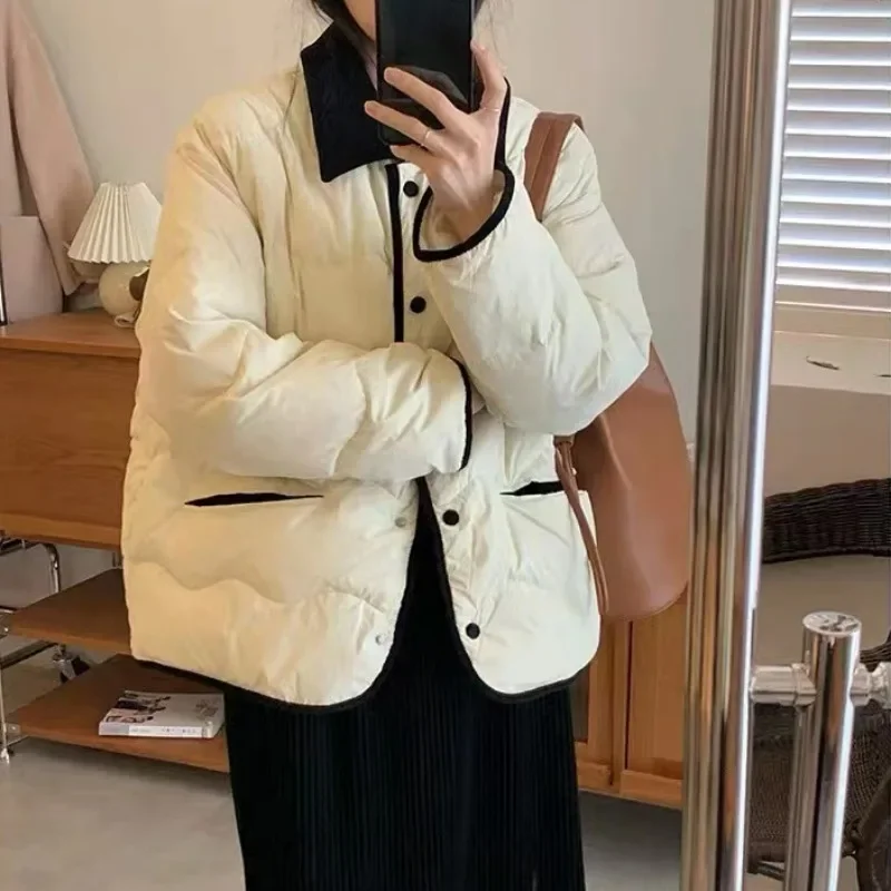 2024 New Women Down Jacket Winter Coat Female Short Parkas Versatile Sense of Design Outwear Leisure Time Temperament Overcoat