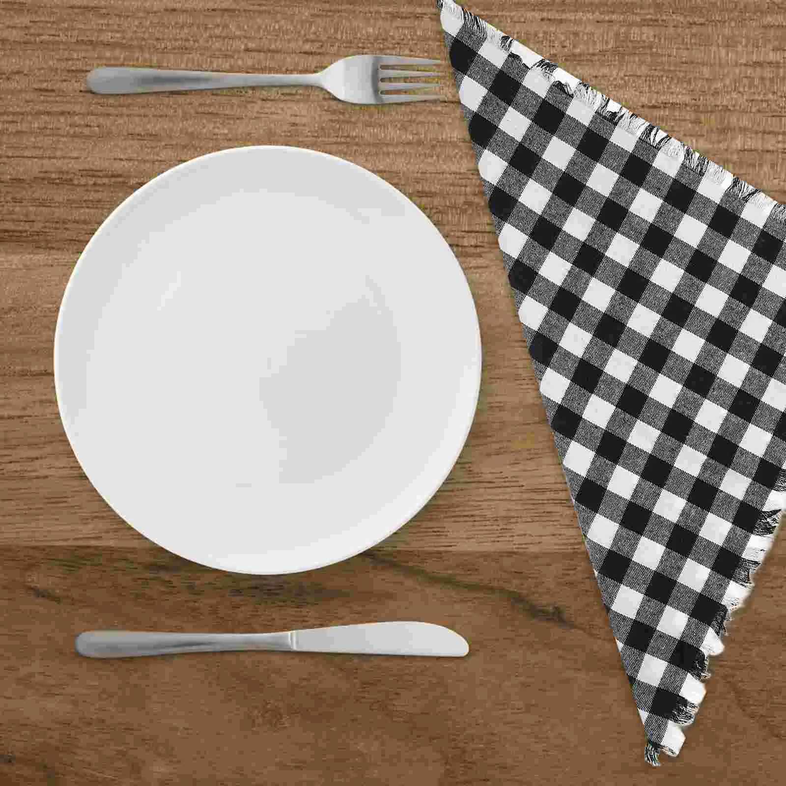 4 Pcs Buffalo Check Cloth Napkin Plaid Napkins Dinner Plates Nepkins Fall Decor for Kitchen Outdoor Blended
