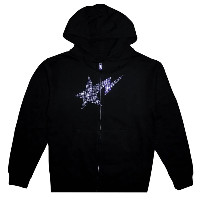 Y2k Pullover Winter Fall Hoodie Casual Zip Jacket Hip Hop Men's Sweater  Hoodies Meteor Rhinestone Printed Harajuku Streetwear - AliExpress
