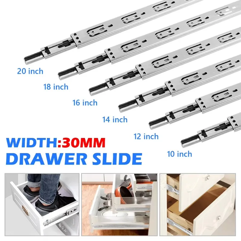 Steel Ball-Bearing Drawer Slides - 17mm Wide, Smooth Glide, Heavy-Duty Pair