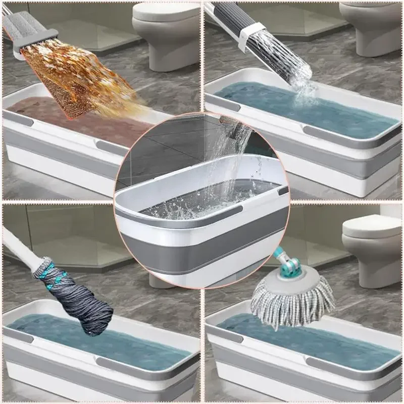 Portable Folding Mop Bucket Household Rectangular Flat Mop Bucket Durable Large Capacity Dry Wet Folding home Supplies