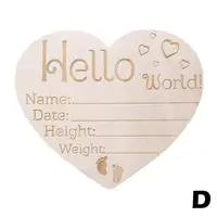 Baby Wooden Milestone Card Engraved Wooden Hello World Milestone Newborn Photography Props Children Shooting Accessories 2