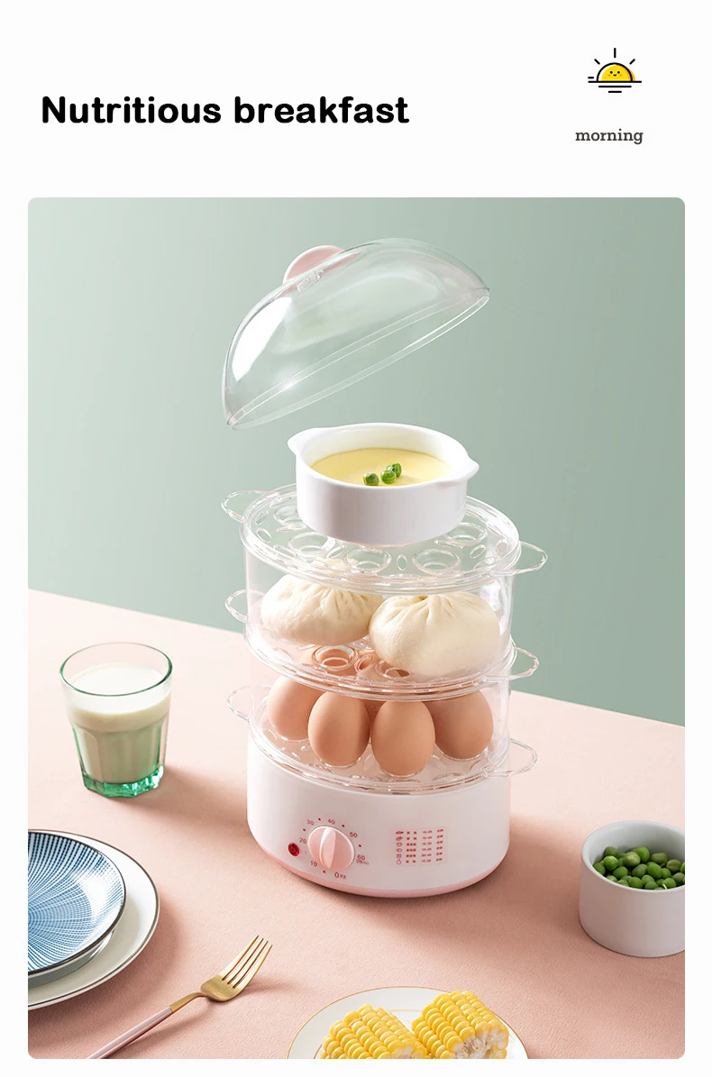 Description Picture 4 of itemDMWD Household Electric Food Steamer 2L Mini Egg Boiler With Timer Knob Auto Shut-off Food Warmer 2/3 Layers Cooking Tools