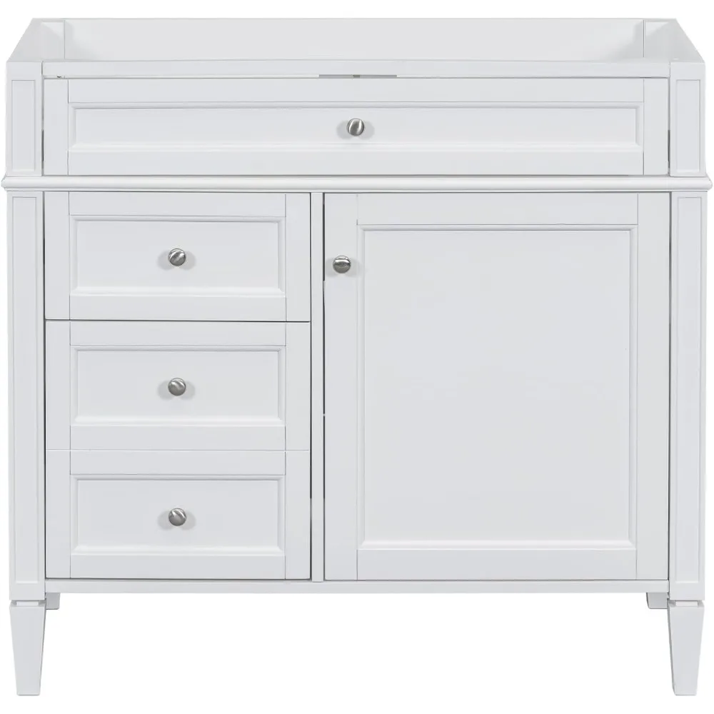 36 in Bathroom Vanity Without Sink,Modern Bathroom Storage Cabinet with 2 Drawers and a Tip-Out Drawer,Solid Wood Frame, (White) 5