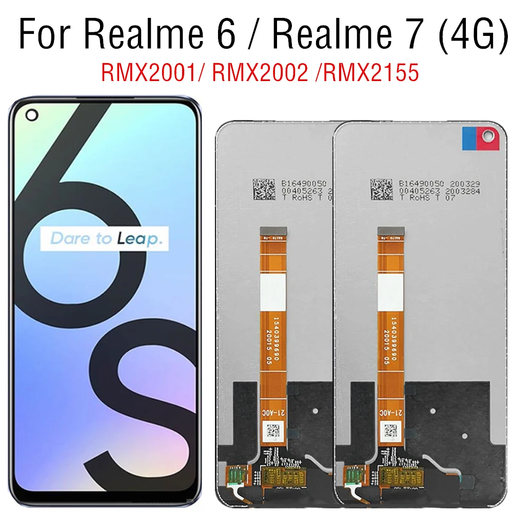 6.5inch For Realme 6  6S LCD Realme 7 RMX2001 LCD Display Touch Screen Digitizer Assembly Replacement For OPPO Realme 6S RMX2002