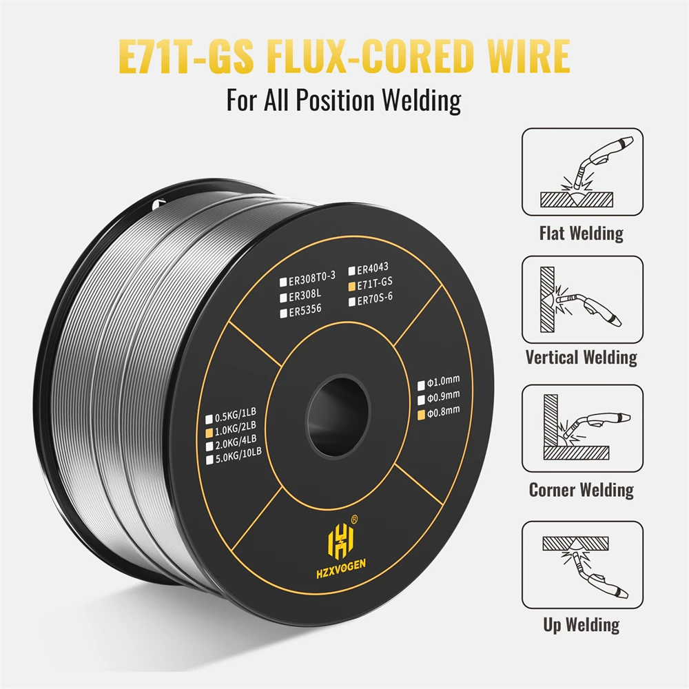 Flux Core MIG-Schweißdraht Gaslos – E71T-GS, 0,5 Kg, 2 Stück, Für Baustahl, Außeneinsatz