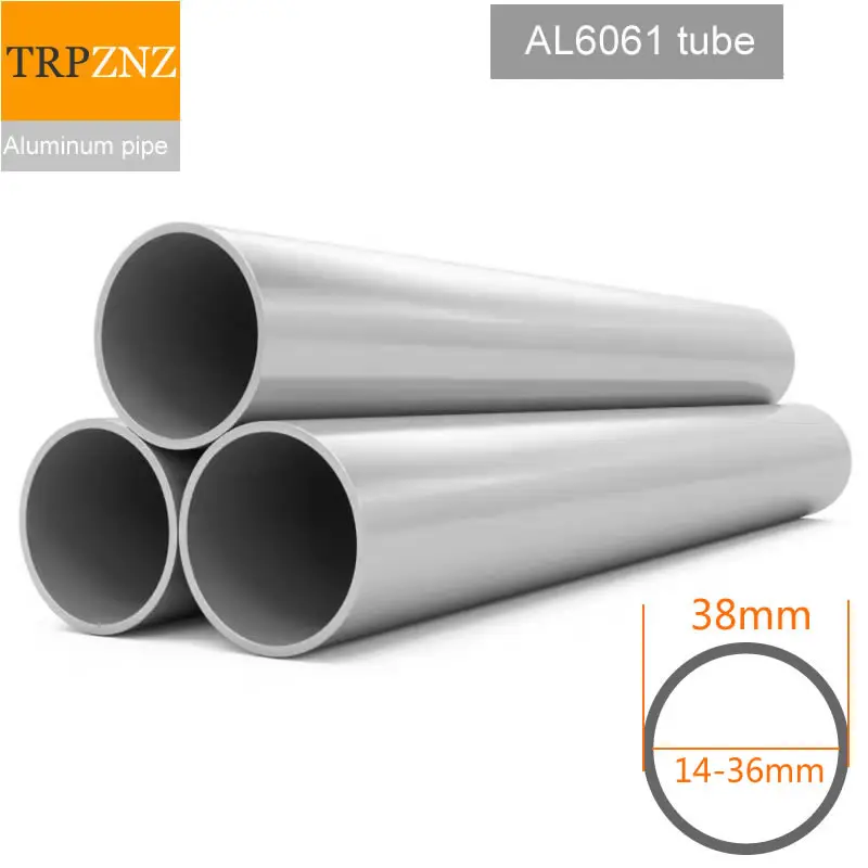 Outer diameter 38mm 6061 aluminum pipe tube inner 14-36mm wall 1mm-12mm hard straight thin thick wall