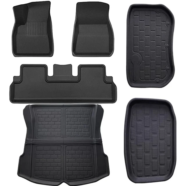 Tapis de sol de voiture en cuir PU, 4 pièces, tous temps, doublure