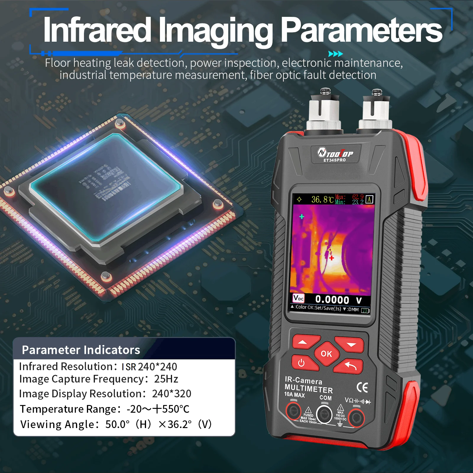 3.2inch Thermal Camera with Macro Lens 60000 Counts Digital Multimeter Electrica