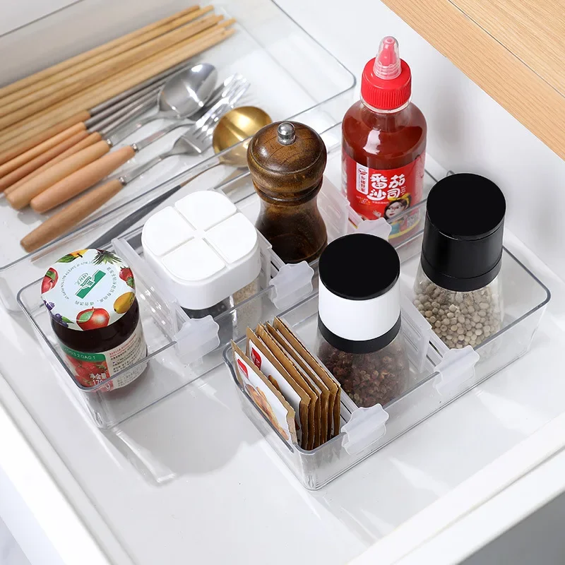 Kitchen Items Separate Storage Bathroom Accessories Kitchenware Shelf Partition Plastic Home Refrigerator Organizer Adjustable