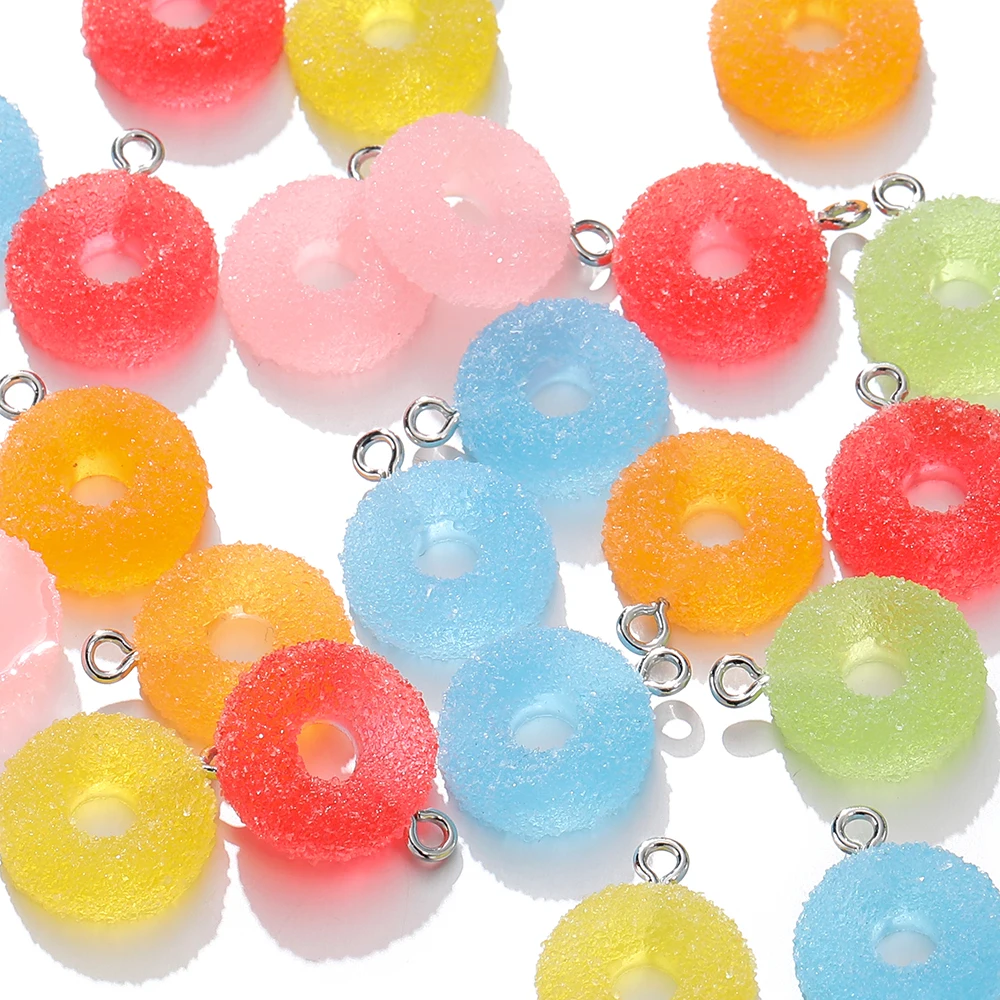 10 teile/los Kreis weiche Süßigkeiten Charms niedlichen kawaii Harz Anhänger für Ohrringe Armbänder Schmuck Herstellung liefert DIY Zubehör – Detail 1