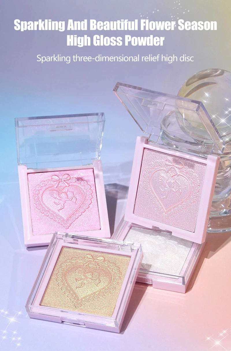 Description Picture 2 of itemLove Angel High Gloss Powder Highlighter Makeup Palette Peach Fairy Glitter Body Bronzer Highlight Contour Illuminator Makeup