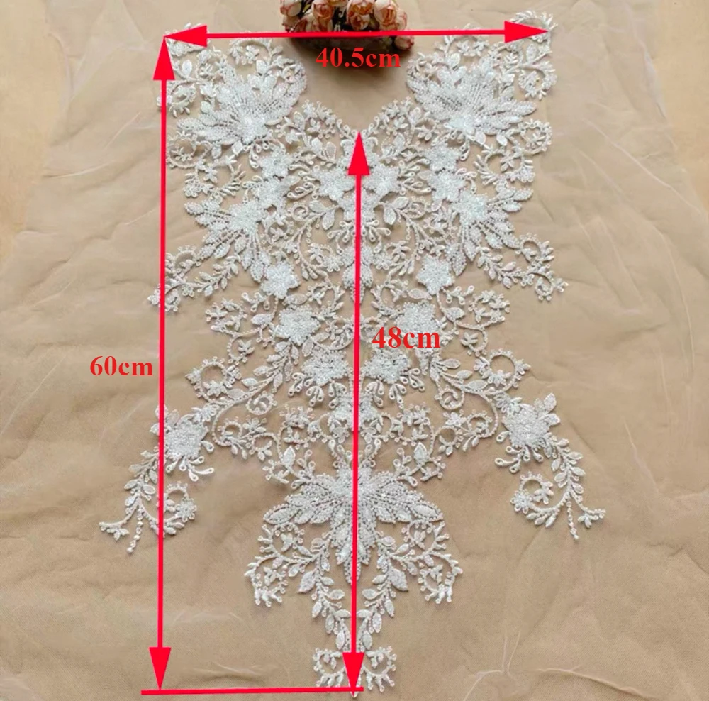 Off White Heavy Industry Nagelperlen Stickerei Spitze Blumen Patch Neue handgemachte DIY Zubehör Hochzeitskleid Dekoration 1-teilig – Detail 27