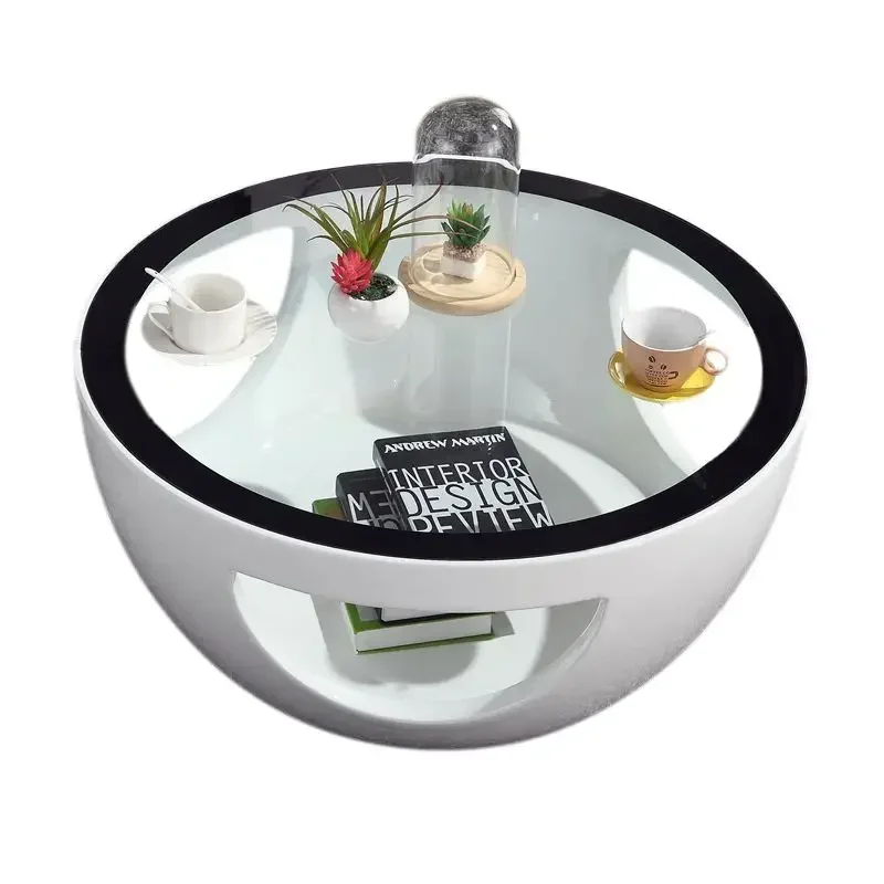

Simple Personality Modern Living Room Negotiation Table and Chair Nordic Small Apartment round Glass Tea Table