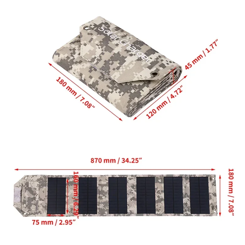 Folding Solar Panel 60W/80W/100W USB 5V Solar Charger Portable Solar Battery Power Bank for Outdoor Camping Hiking + Cable