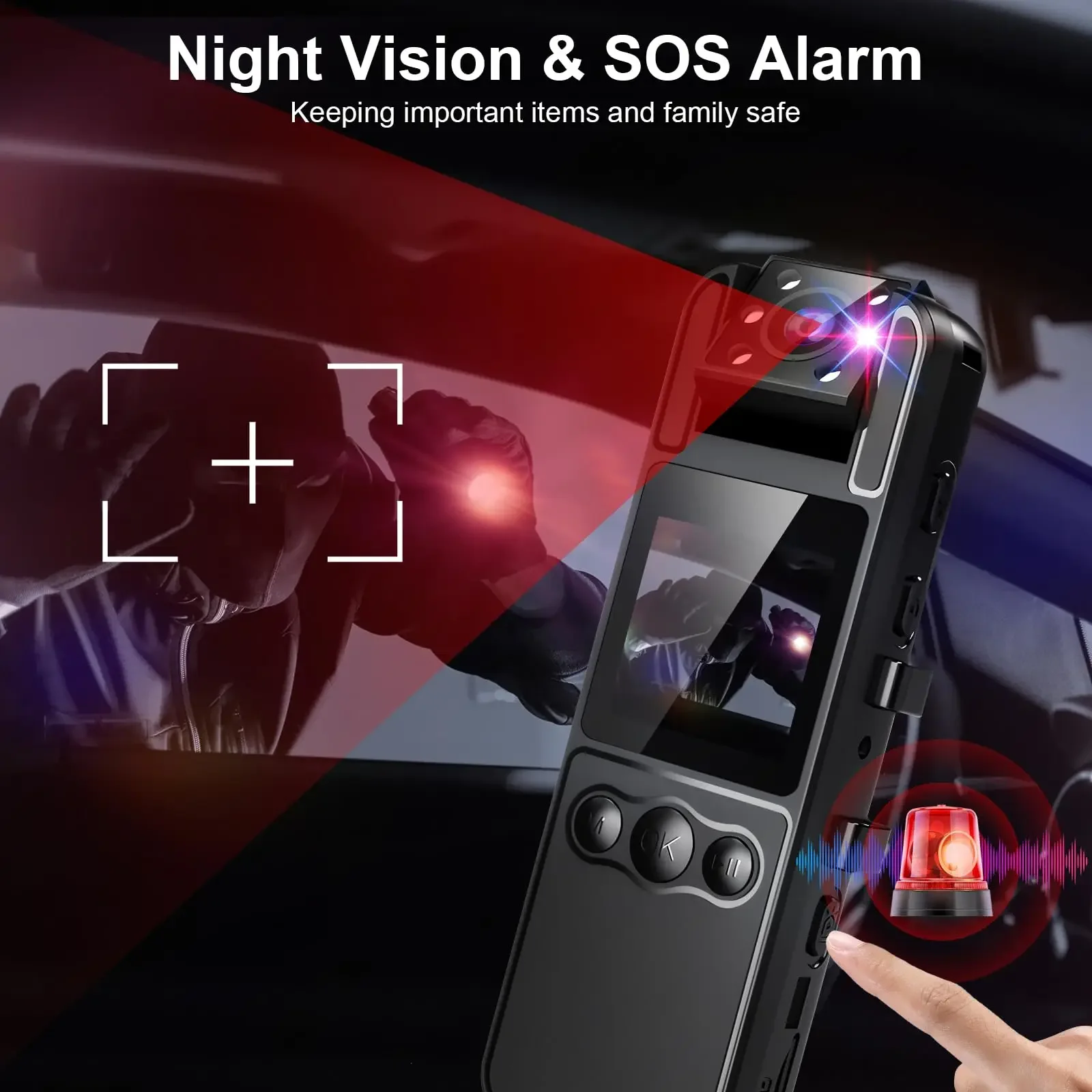 Caméra Corporelle 4K avec Wi-Fi, Vision Nocturne, Clip Rotatif 360°