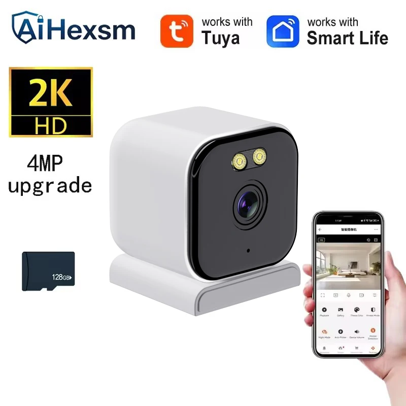 TUYA 4MP Draadloze Mini Nachtzicht Wifi Babyfoon Cam Outdoor Waterproof CCTV Videobewakingscamera