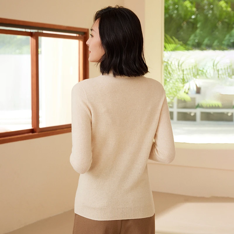 100% Merino Wool Women's Turtleneck Sweater Knit Women's Pullover Sweater 2023 Fall/Winter New Women's Warm Solid Sweater 3