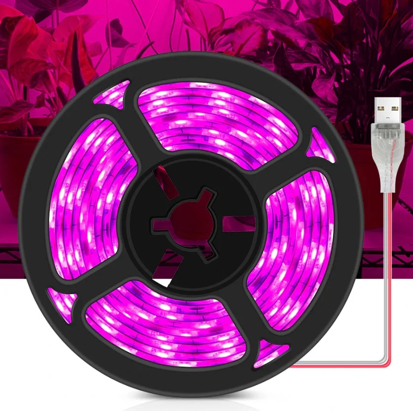 Led Grow Light Full Spectrum Usb Grow Light Strip 0.5M 1M 2M 2835 Chip Led Phyto Lamp Per Piante Fiori Serra Idroponica