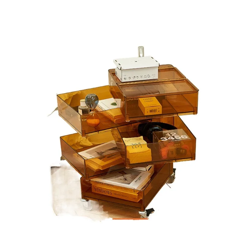 

Online celebrity acrylic cabinet, Nordic light luxury simple rotating cabinet, small bedroom, movable storage side cabinet
