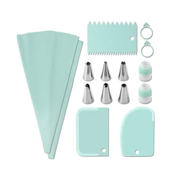 Ultimate 15-Piece Stainless Steel Decorative Nozzle & Baking Tool Set (Green 15pcs)