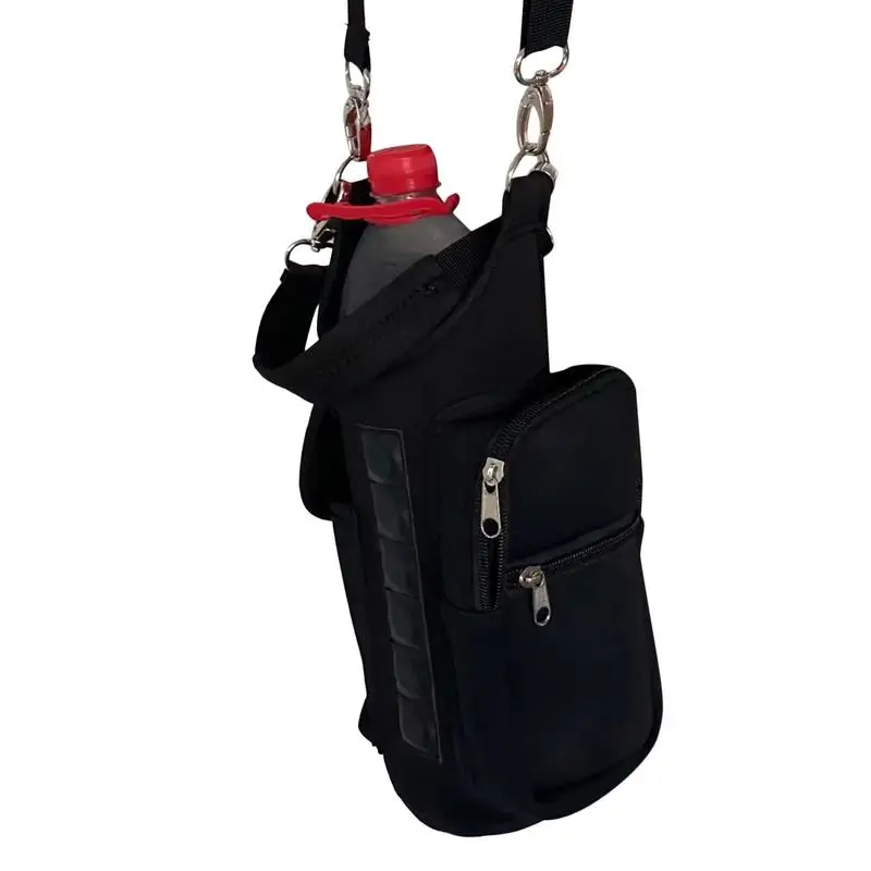 Magnetic Water Bottle Holder Gym Water Bottle Carrier Bag W/ Phone Pocket Handle Shoulder Strap 5 Built-in Magnets Water Bottle 2