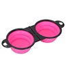 Pet Folding Bowl Convenient One piece Outdoor Silicone Folding Double Bowl Outdoor Dog Water Feeding Bowl Dog Basin Pet Supplies 6