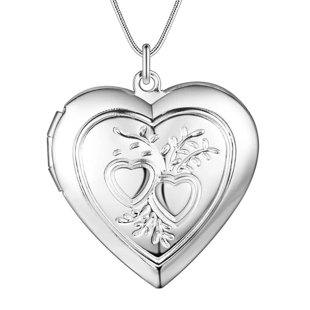 925 Sterling Silver Necklace Pendan Heart Picture frame For Women Exquisite Student Girlfriend Jewelry Accessories Wedding Gift