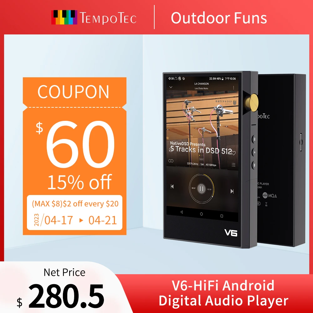 Tempotec V6 android デュアルak4493 dap 美品-