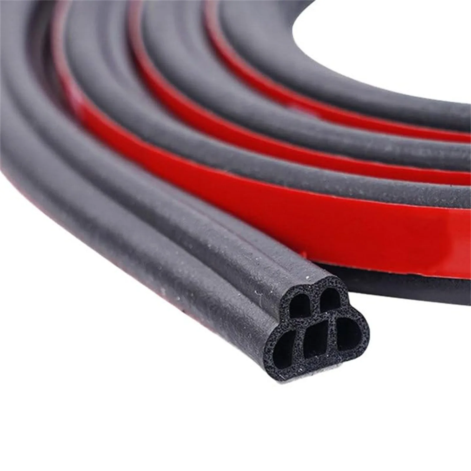 Soundproof Sealing Strip Cars Edge Rubber Self-Adhesive Door Seal 5 Holes Shaped