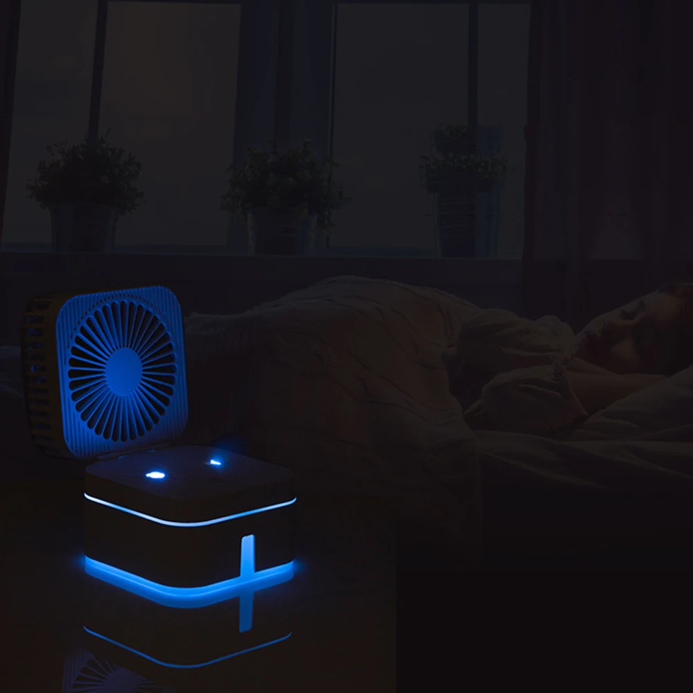 7 Color Soft Breathing Nightlight Multifunctional Desktop Water Spray Fan Humidifier Desk Electric USB Humidifier Spray Mini Fan