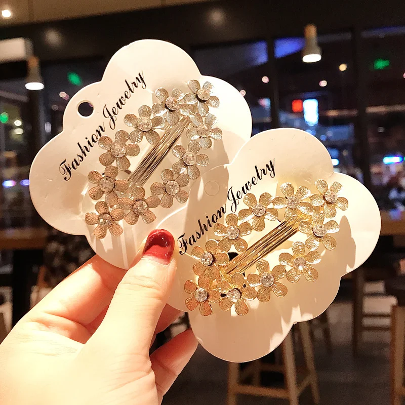 Western Style Hair Barrettes Metal Gold Plating Spring Clips Luxury Rhinestone Flower Type Ponytail Holders Jewelry | Украшения и