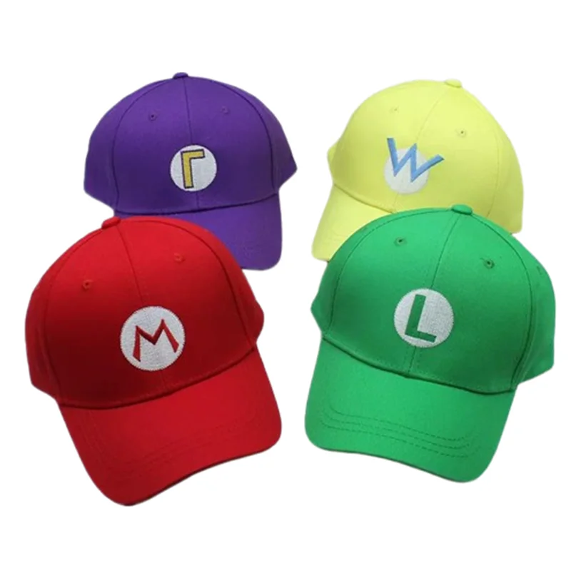 Game Cartoon Hats Super Luigi Bros Sun Hat Adjustable 4 Colors Anime Cosplay Accessories Embroidery Baseball Cap Gift Prop