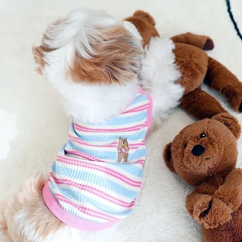 Striped Breathable Pet Vest – Comfortable Summer Pullover for Dogs and Cats