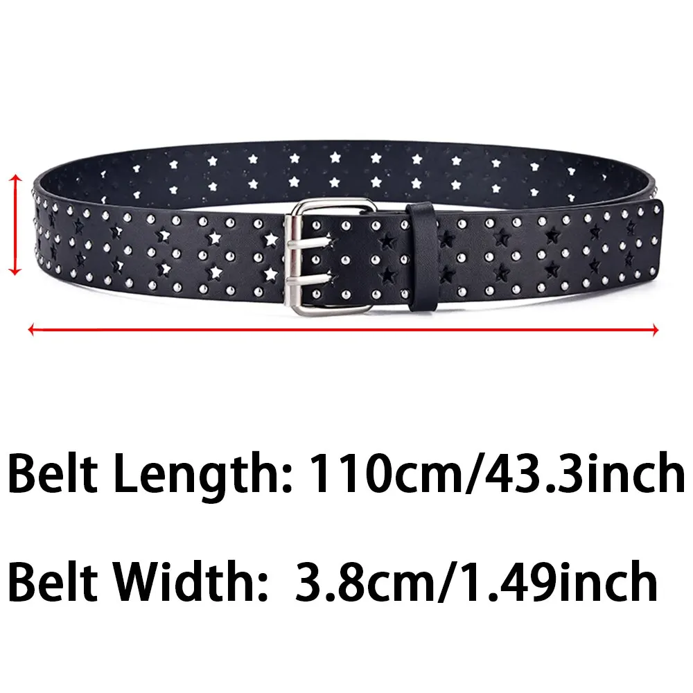 Women's Belt Fashion Pentagonal Star Hollowed out Belt Y2K Belt Hip-hop Rock Punk Trend Matching Jeans Belt for Men and Women