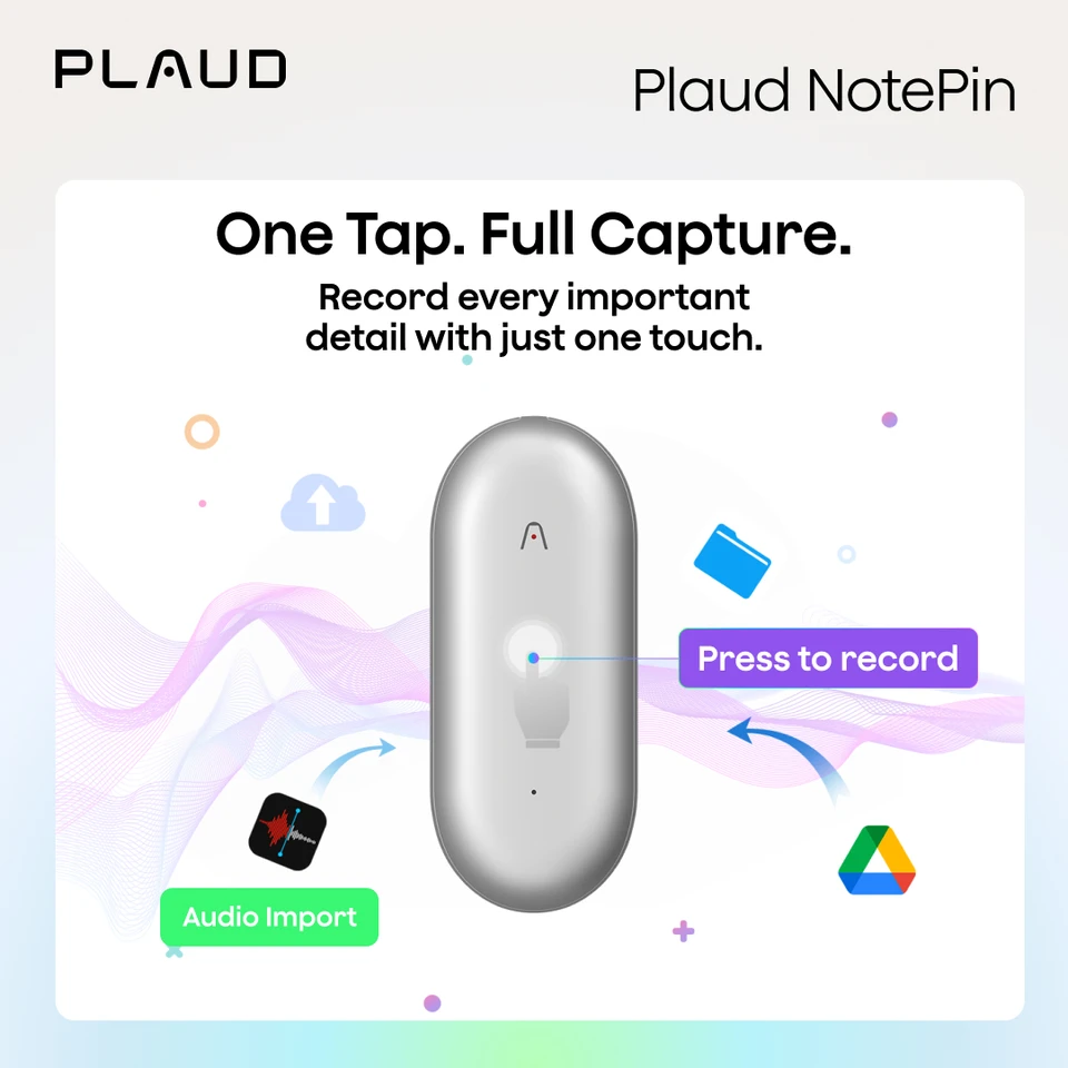 PLAUD NotePin Wearable AI Voice Recorder, AI Notetaker