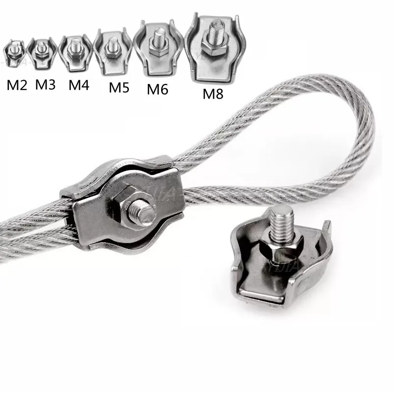 1-5 Stück Wasserdichte Edelstahl-Drahtseilklemmen Einzel-/Doppelgriffe Kabelklemmen Spannzangen M2-M6 Kabel-Draht-Befestigungselemente – Detail 1
